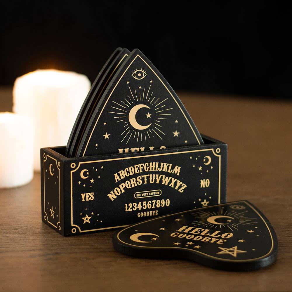 Gothic Gifts Black Talking Board Planchette Coaster Set - Kate's Clothing