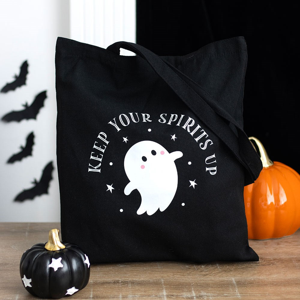 Gothic Gifts Keep Your Spirits Up Ghost Polycotton Tote Bag