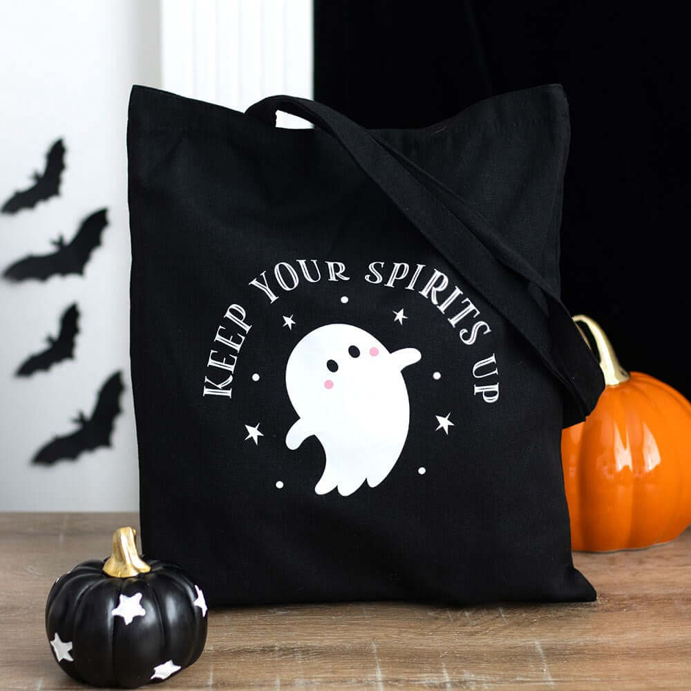 Gothic Gifts Keep Your Spirits Up Ghost Polycotton Tote Bag - Kate's Clothing