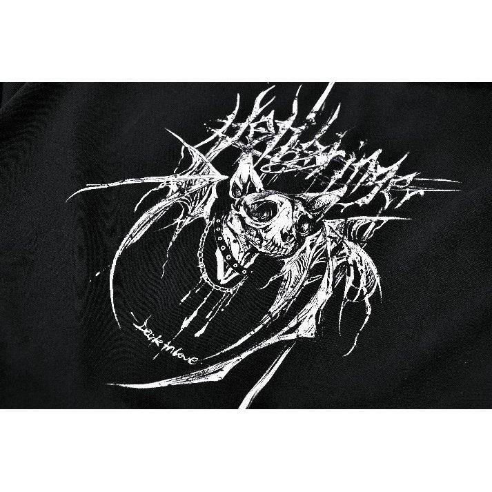 Dark in Love Hellbringer Oversized Hoodie with Tail and Bat Ears - Kate's Clothing