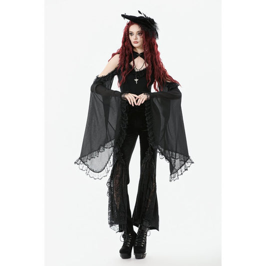 Gothic velvet lace trousers with flare leg design