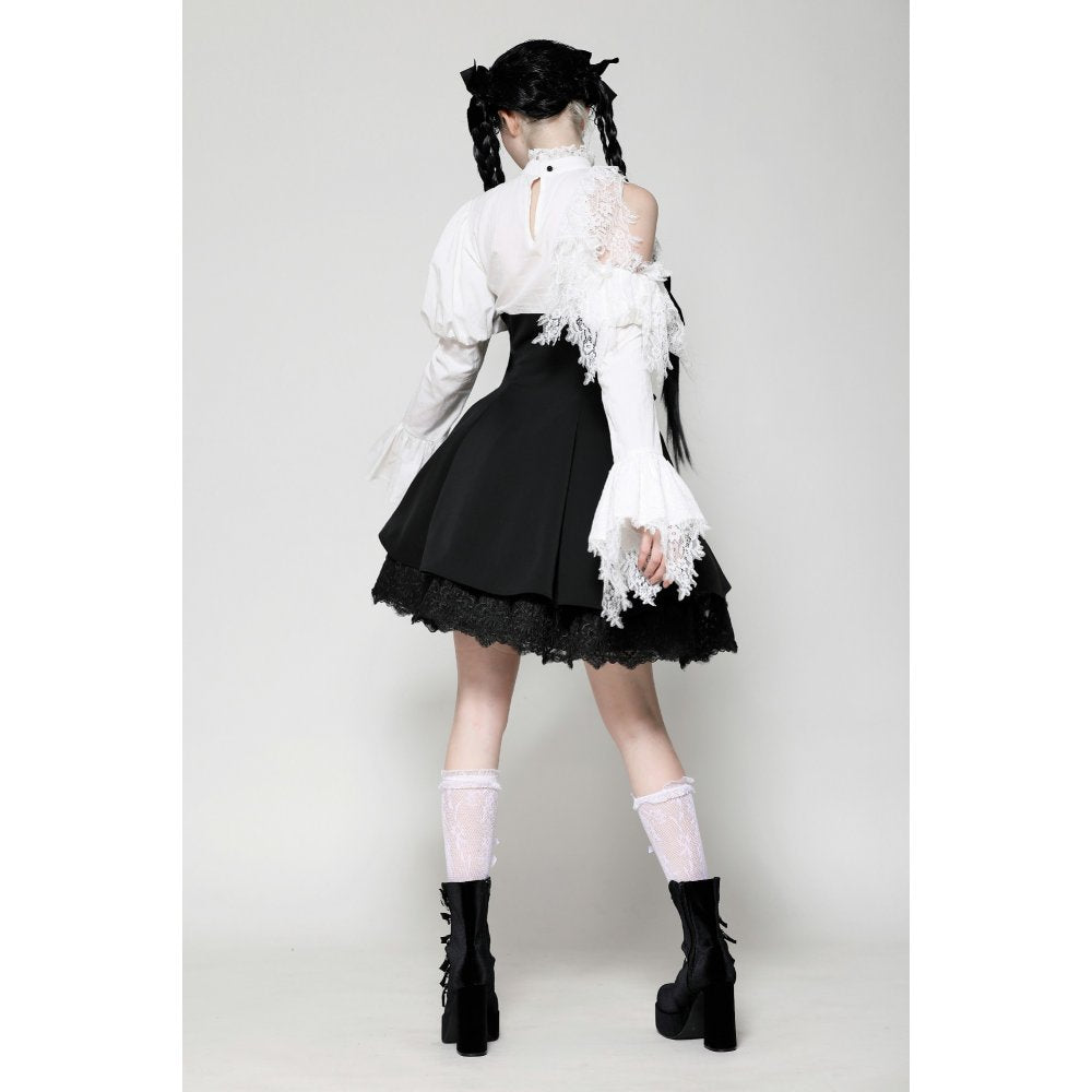 Dark in Love Aella Frozen Shoulder Effect Black and White Dress - Kate's Clothing