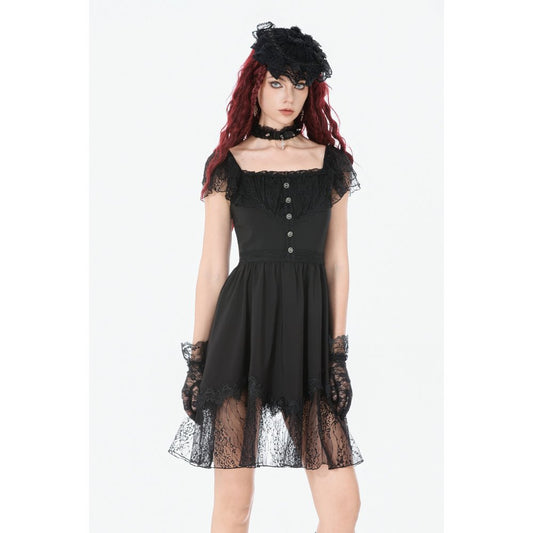 Dark in Love Black Gothic Sweet Bow Lace Lolita Dress