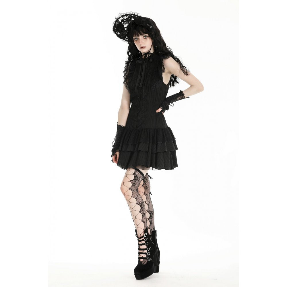 Dark in Love Evelina Sleeveless Tiered Goth Dress