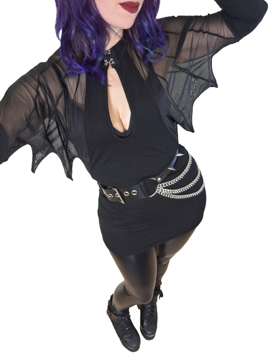 Necessary Evil Vespertilio Long Sleeve Bat Wings Effect Batwing Top - Kate's Clothing