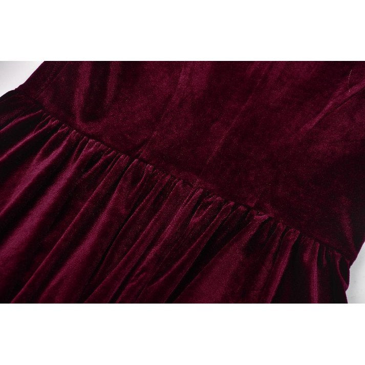 Dark in Love Ophelia Lace Collar Burgundy Velvet Goth Dress