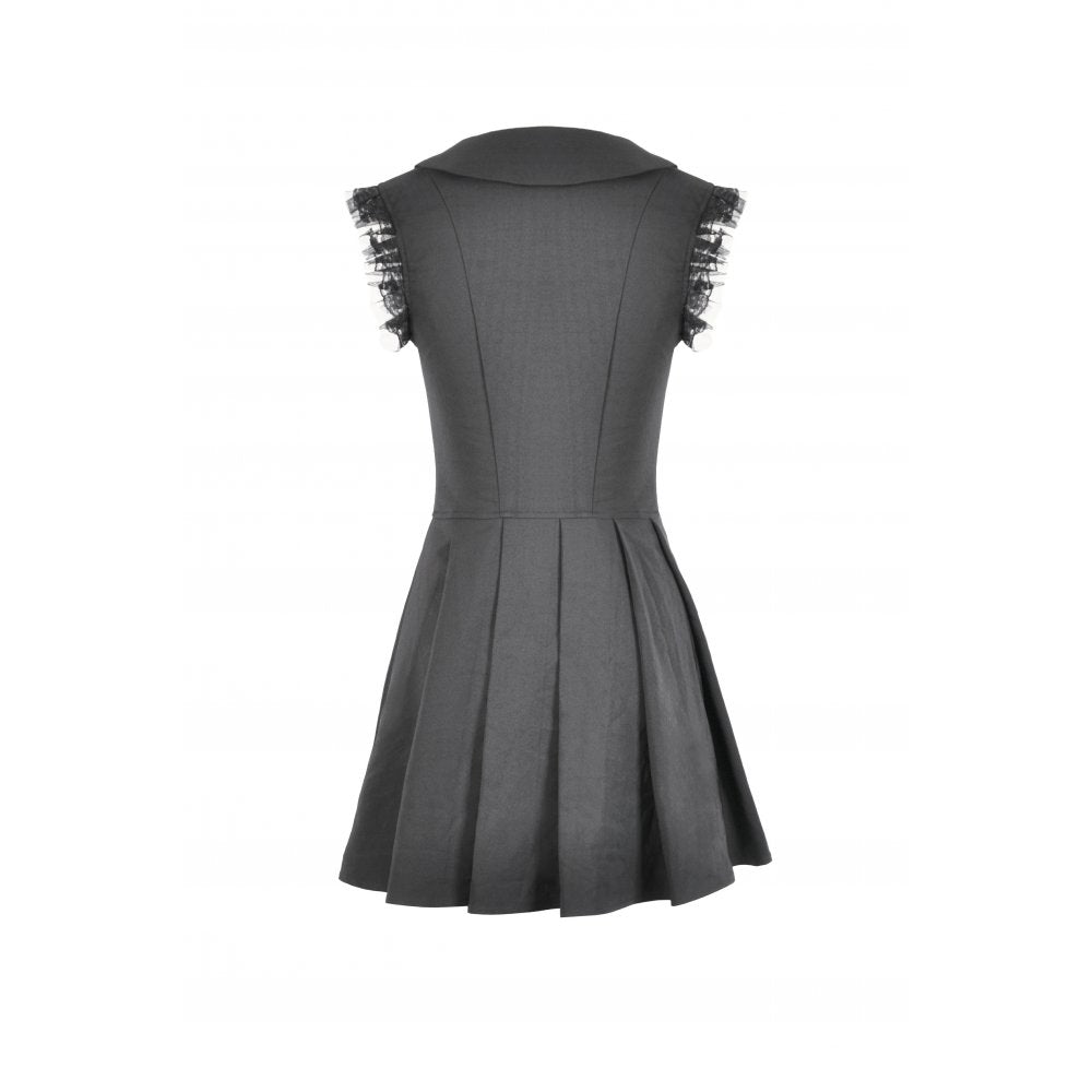 Dark In Love Gwendolyn Lace Panel Goth Mini Dress in Black