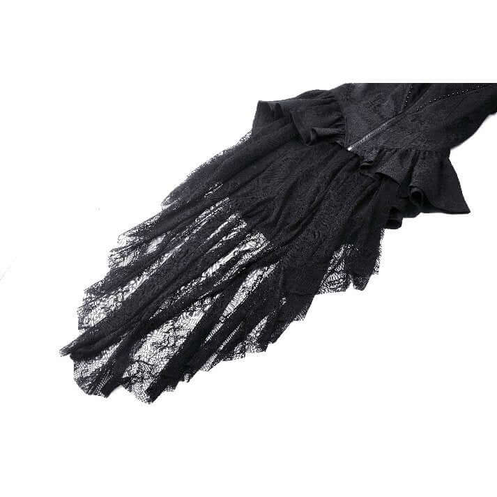 Dark in Love Felicity Gothic Lacey Zip Up Tailcoat Shirt - Kate's Clothing