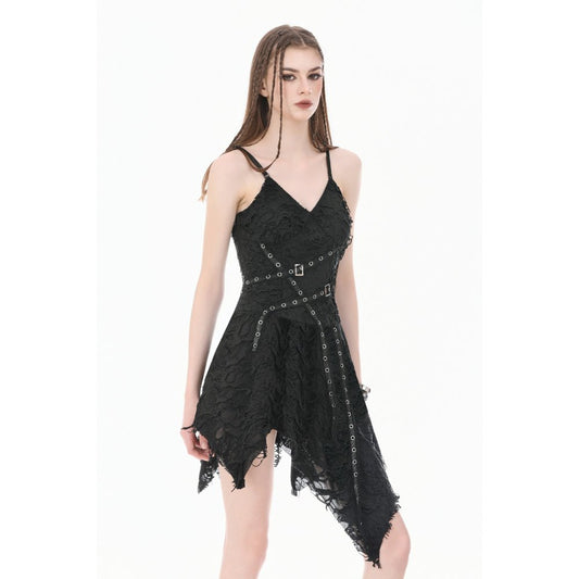 Dark in Love Shredded Harness Asymmetric Dress