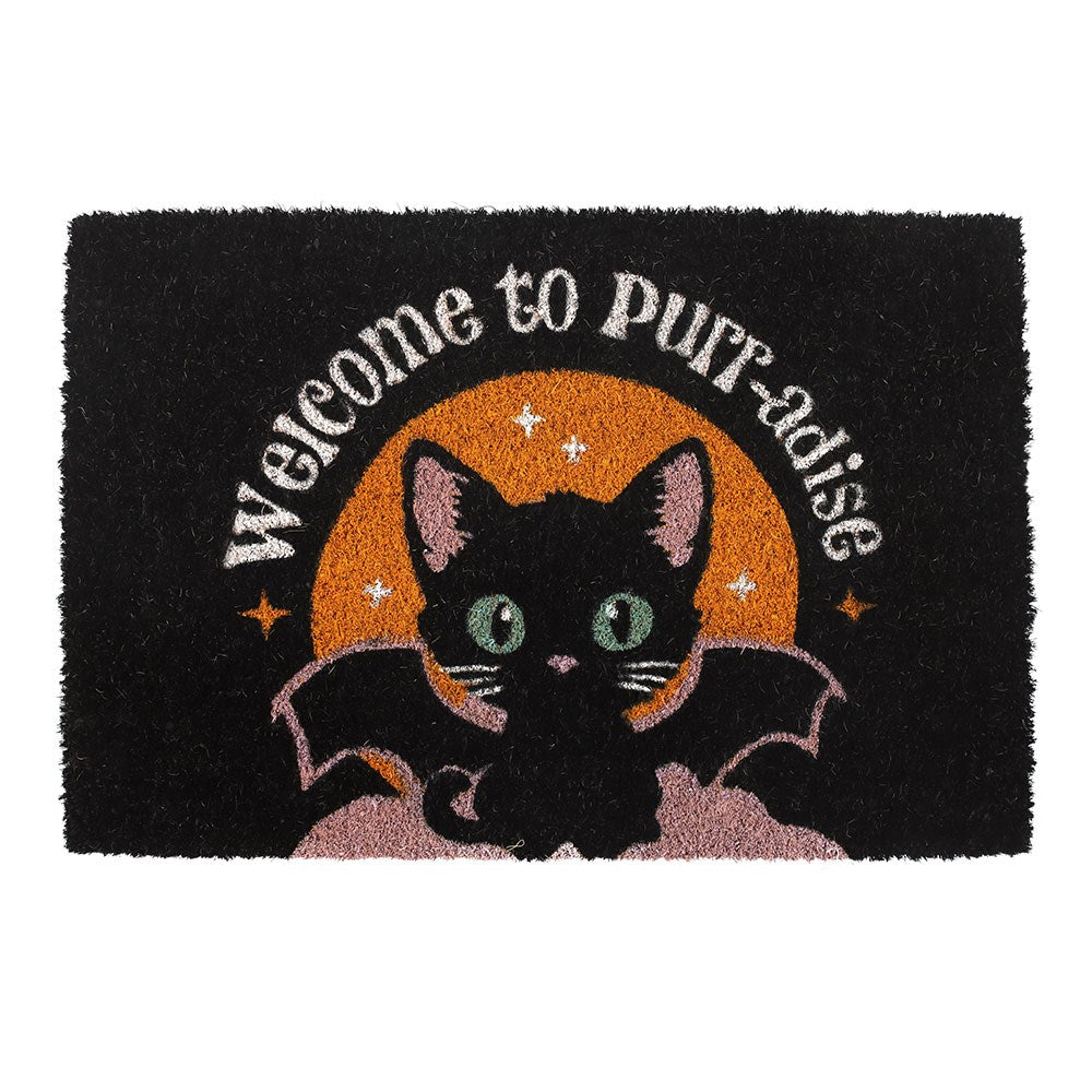 Gothic Gifts Black Welcome to Purr-adise Cat Doormat