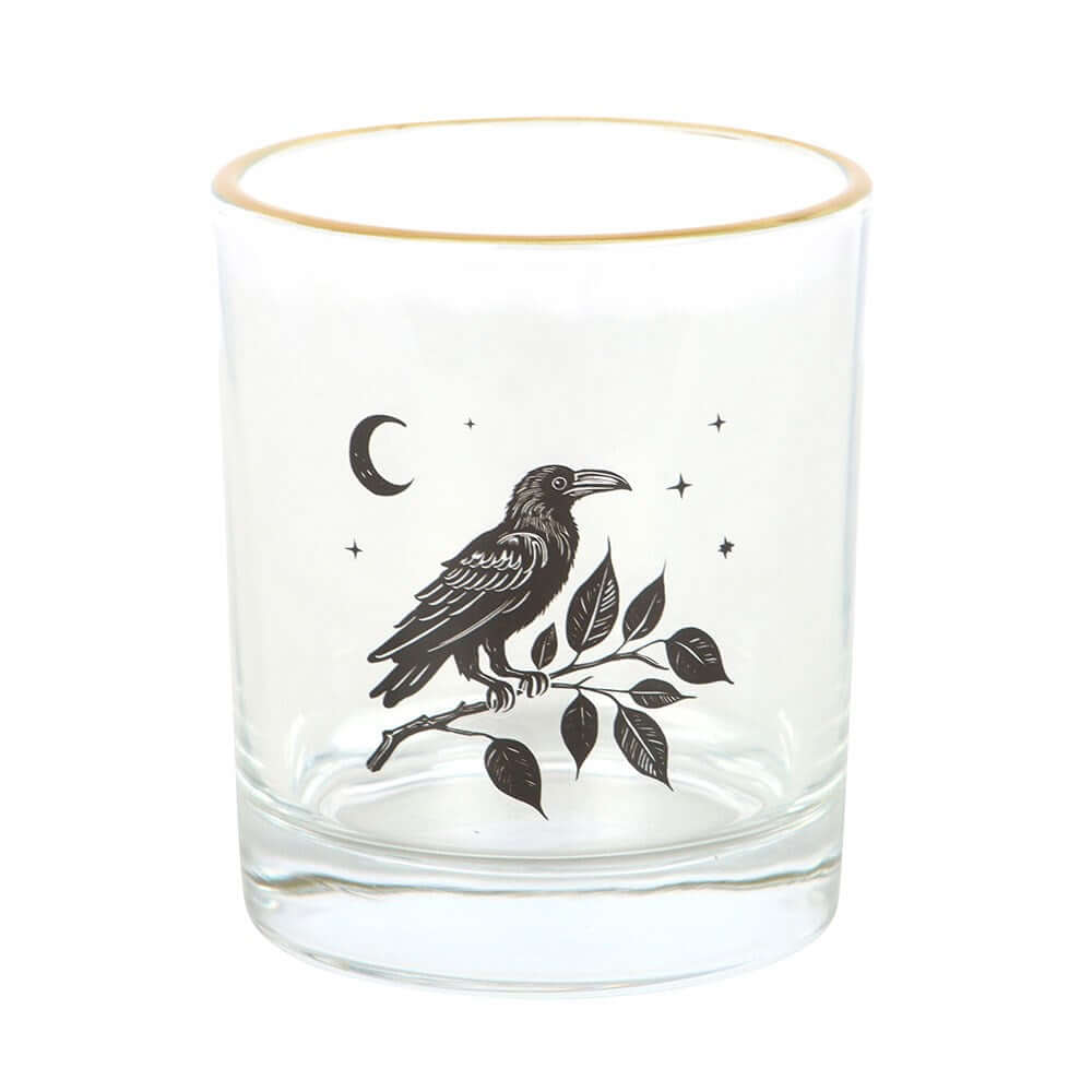 Gothic Gifts Perched Raven Drinking Glass - Kate's Clothing