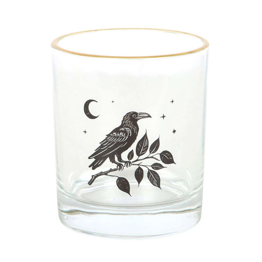 Gothic Gifts Perched Raven Drinking Glass - Kate's Clothing