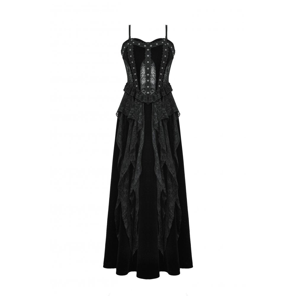 Dark in Love Fia Romantic Gothic Hollow Waist Maxi Dress - Kate's Clothing