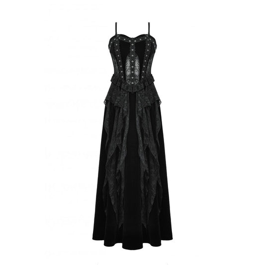 Dark in Love Fia Romantic Gothic Hollow Waist Maxi Dress - Kate's Clothing