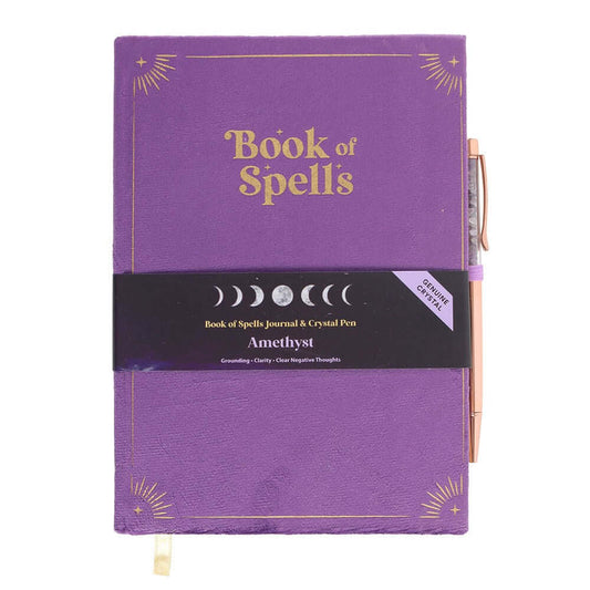 Gothic Gifts Journal with Book of Spells Print and Amethyst Crystal Pen - Kate's Clothing