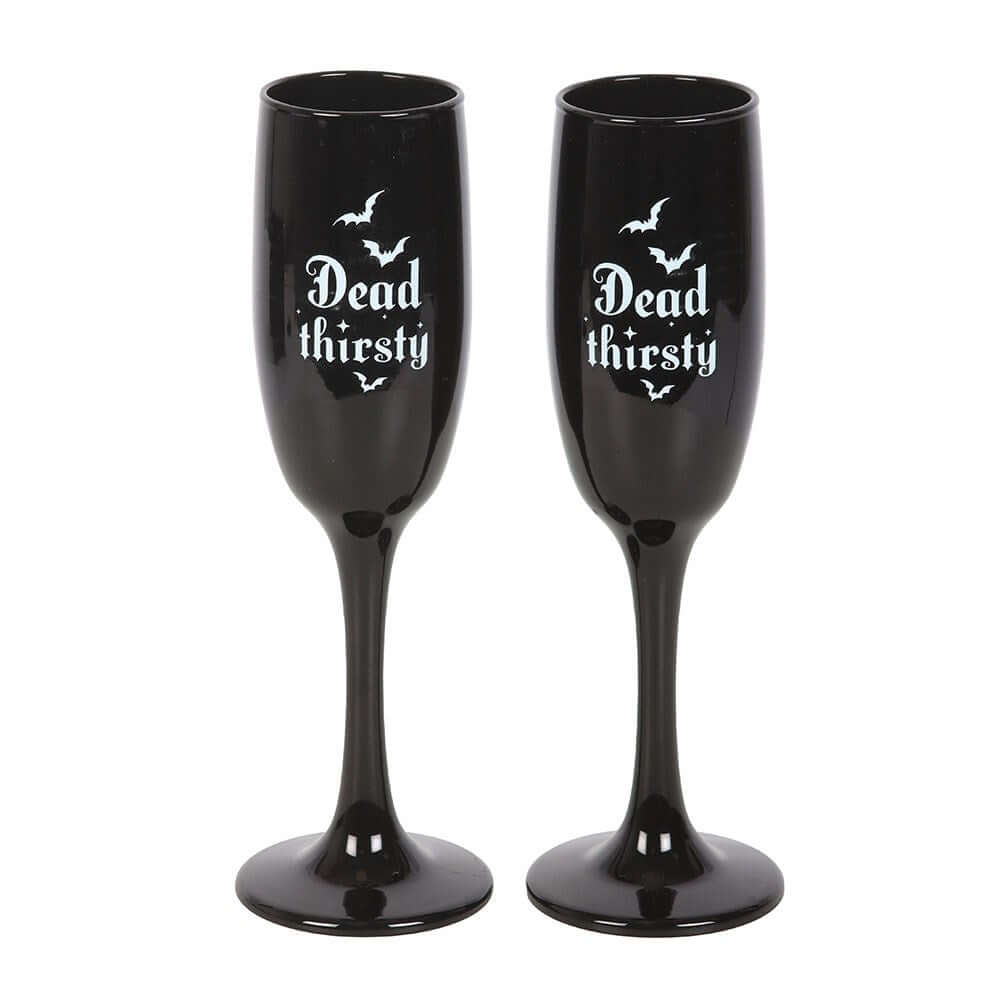 Gothic Gifts Set of 2 Dead Thirsty Champagne Flutes - Kate's Clothing