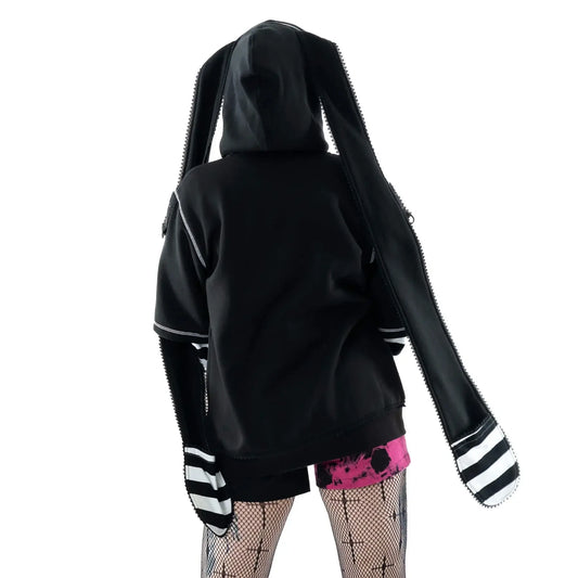 Cupcake Cult Hypno Bunny Hood in Black and White