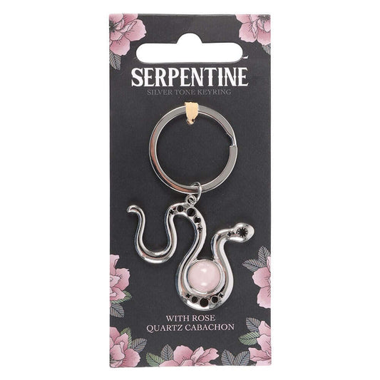 Gothic Gifts Snake Keyring with Rose Quartz Crystal - Kate's Clothing