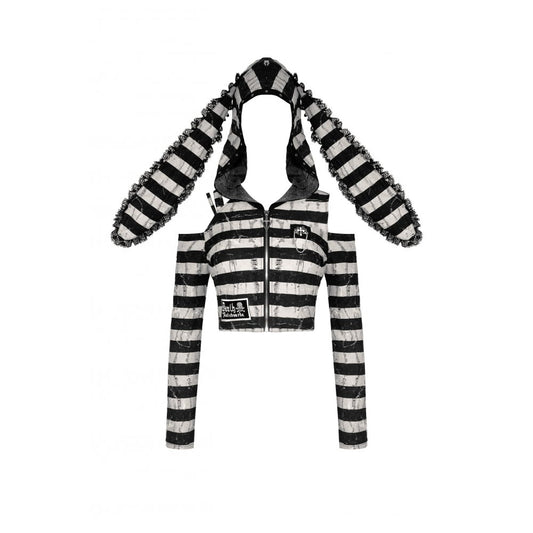 Dark in Love Xianne Prison Bunny Striped Crop Top - Kate's Clothing