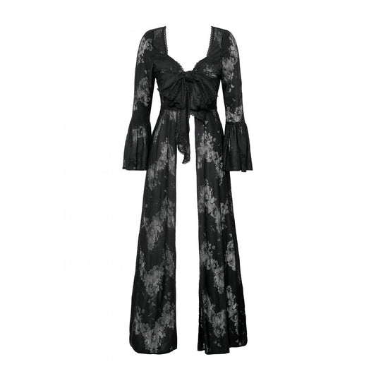 Dark in Love Emersyn Elegant Gothic Lace-Trimmed Long Robe - Kate's Clothing