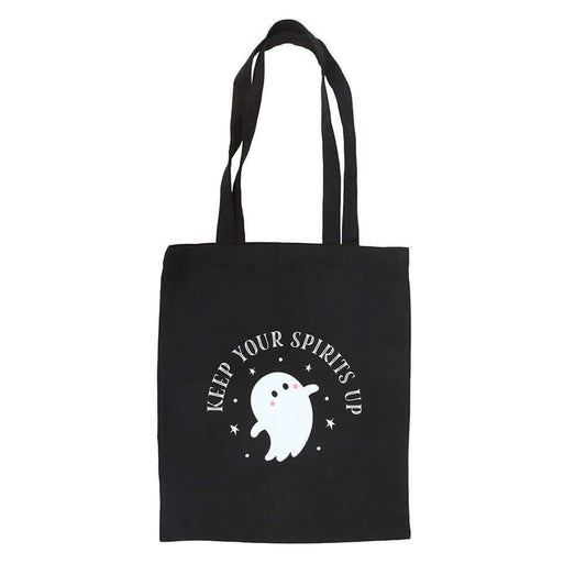 Gothic Gifts Keep Your Spirits Up Ghost Polycotton Tote Bag - Kate's Clothing