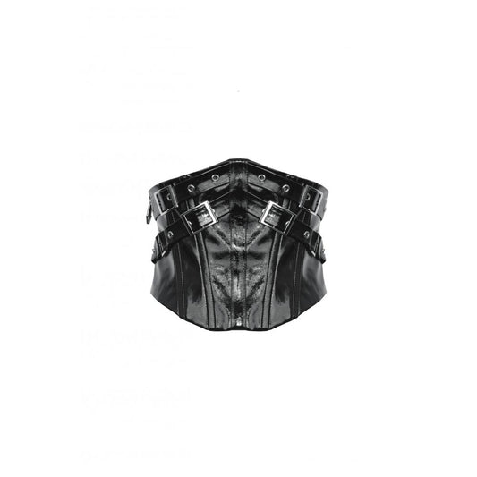 Dark in Lia Punk Love Patent Leather Waist Corset with Metal Accents - Kate's Clothing