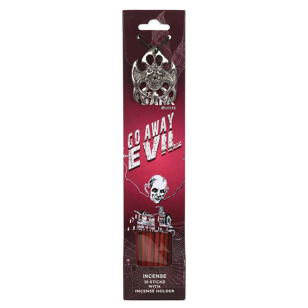 Gothic Gifts Go Away Evil Incense Sticks with Holder - Kate's Clothing