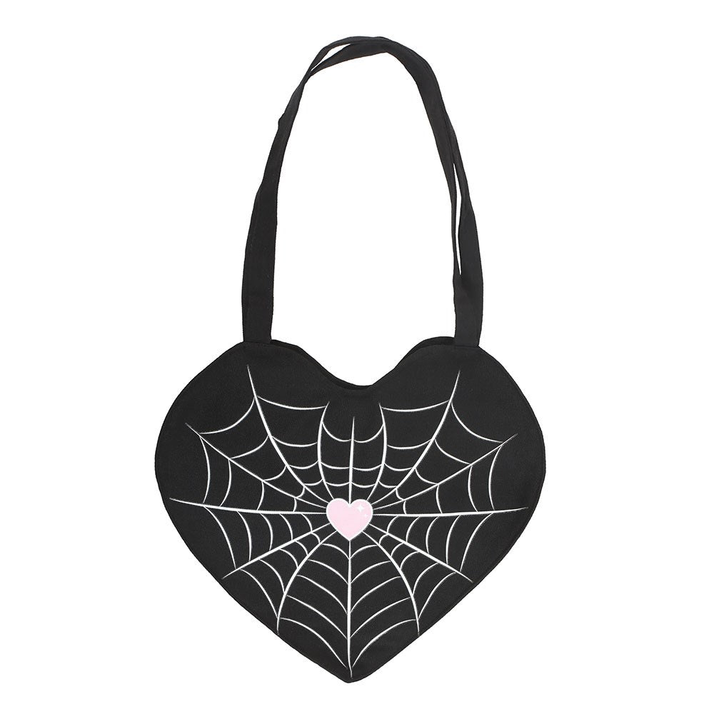 Gothic Gifts Spiderweb Heart Satin Tote Bag