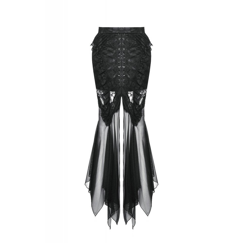 Dark in Love Nevaeh Gothic Lace and Mesh Mermaid Skirt - Kate's Clothing