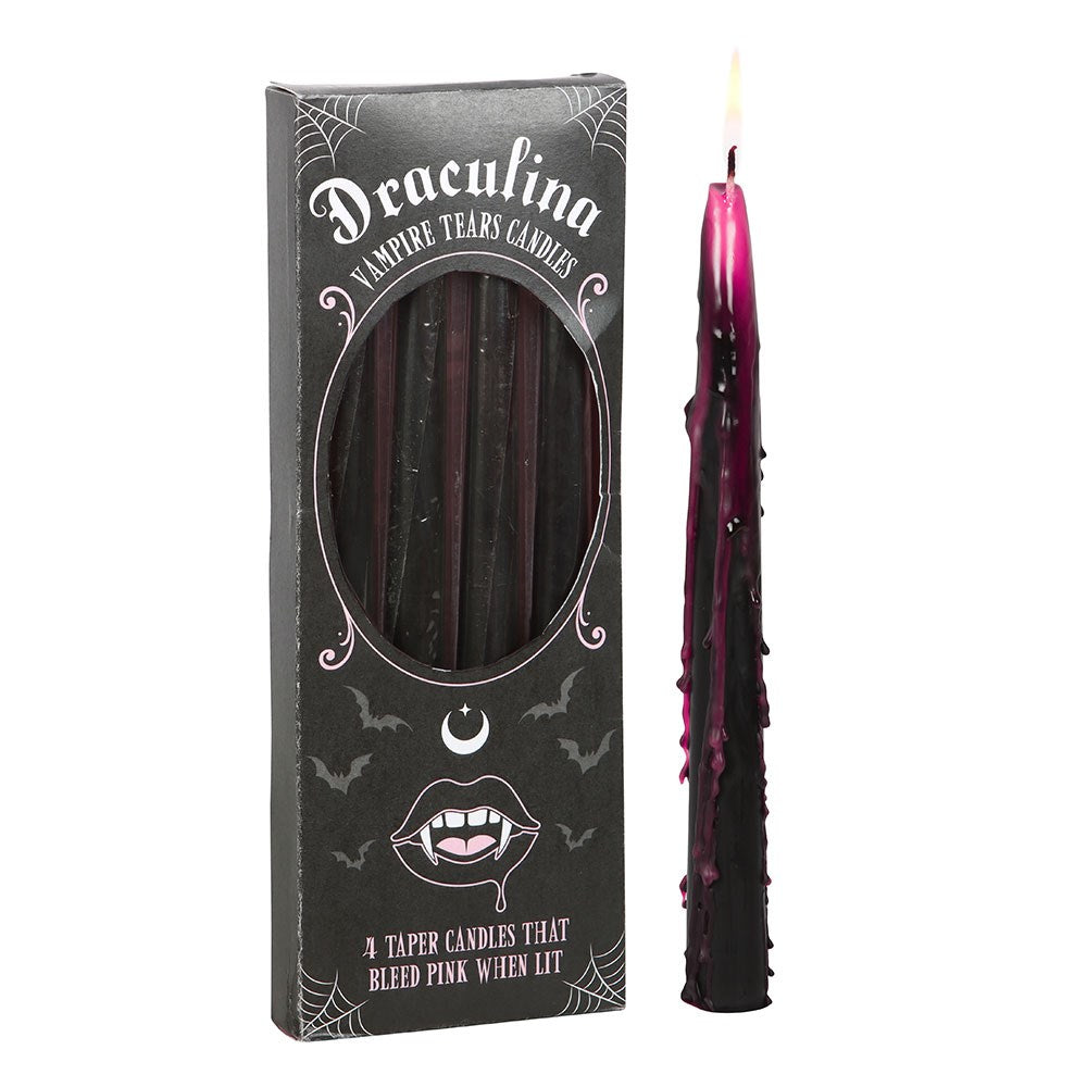 Gothic Gifts Set of 4 Pink Vampire Tears Taper Candles