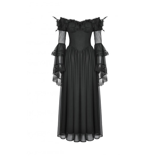 Dark in Love Millicent Black Tulle Feather Fantasy dress - Kate's Clothing