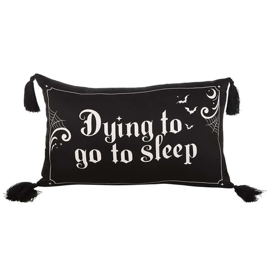 Gothic Gifts Dying to Go to Sleep Satin Cushion - Kate's Clothing