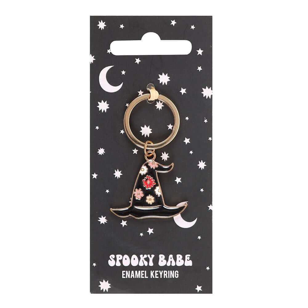Gothic Gifts Spooky Babe Witch Hat Keyring - Kate's Clothing