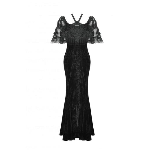 Dark in Love Alazne Dark Rose Embroidered Layered Mermaid Maxi Dress - Kate's Clothing