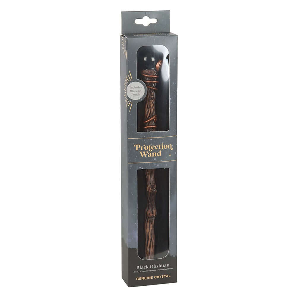 Gothic Gifts Black Obsidian Crystal Wand with Pouch - Kate's Clothing