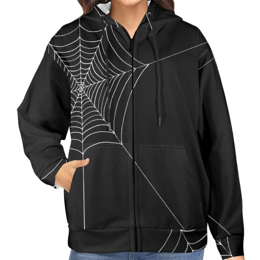 ANTIBrand fleece-lined zip hoodie with spiderweb print