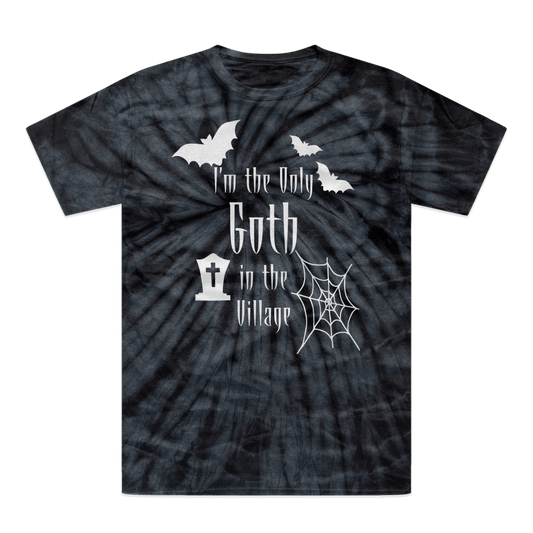 “I’m the Only Goth in the Village” Tonal Spider Tie-Dye T-Shirt – Gothic Attitude