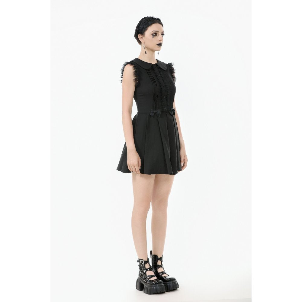 Dark In Love Gwendolyn Lace Panel Goth Mini Dress in Black