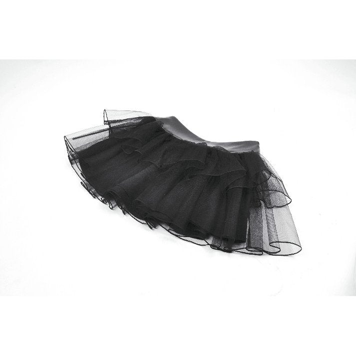 Dark in Love Bonded Tulle Layered Goth Mini Skirt in Black
