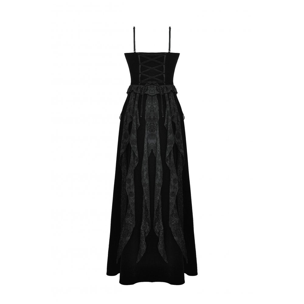 Dark in Love Fia Romantic Gothic Hollow Waist Maxi Dress - Kate's Clothing