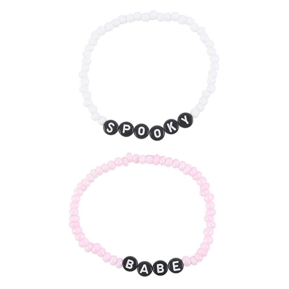 Gothic Gifts Spooky Babe Beaded Bracelet Set - Kate's Clothing