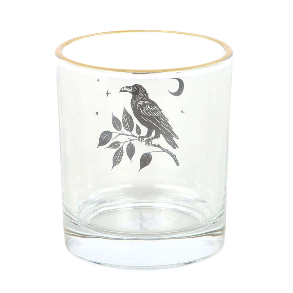 Gothic Gifts Perched Raven Drinking Glass - Kate's Clothing