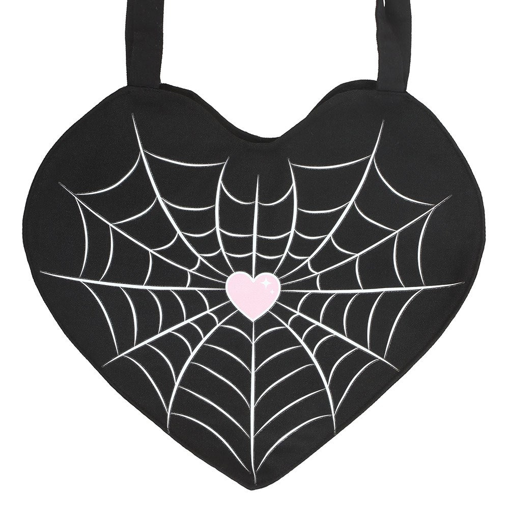 Gothic Gifts Spiderweb Heart Satin Tote Bag