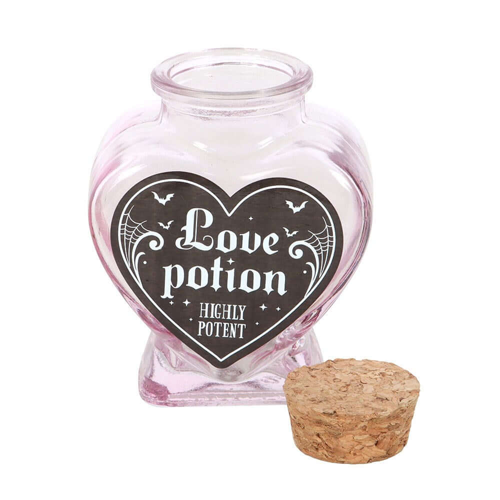 Gothic Gifts Love Potion Decorative Glass Heart Potion Bottle - Kate's Clothing