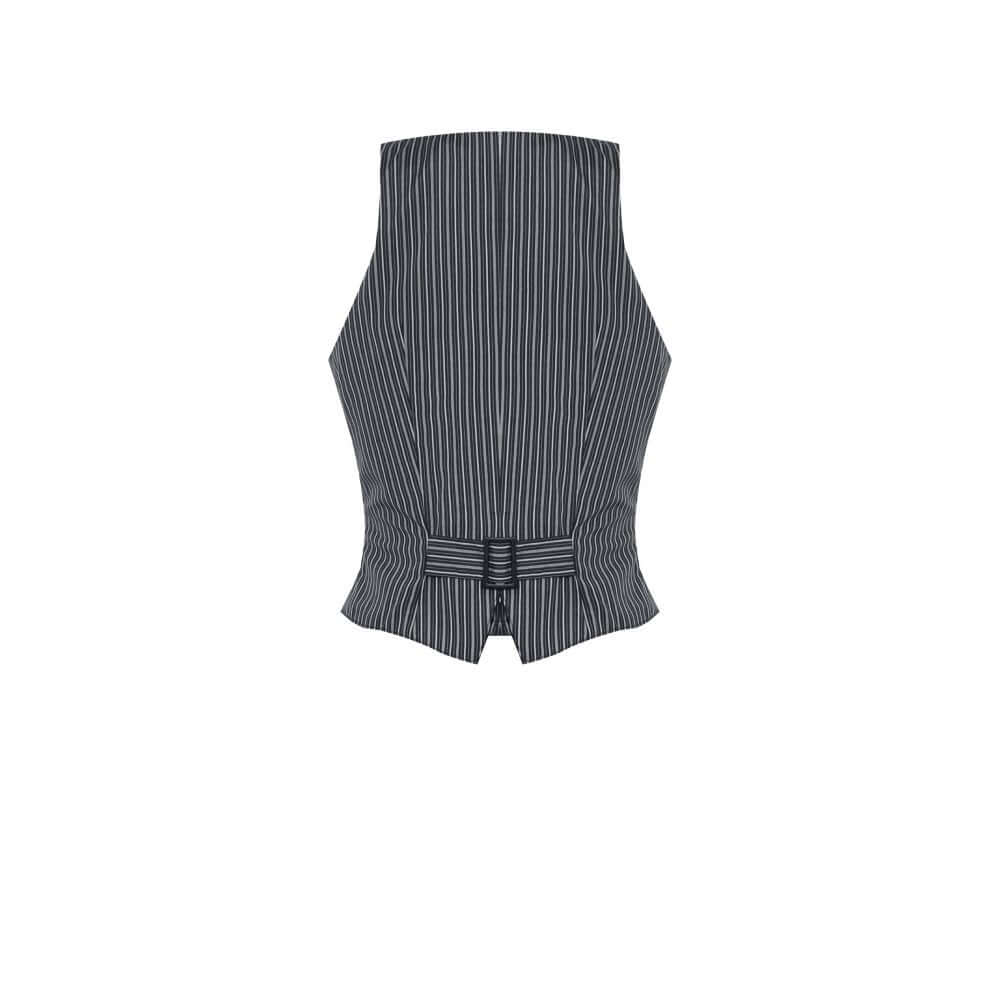 Dark in Love Gwyneth Dark Striped Corporate Goth Vest - Kate's Clothing