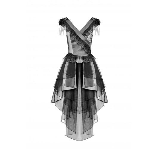 Dark in Love Seraphina Tiered Mesh & Ruffle Goth Gown