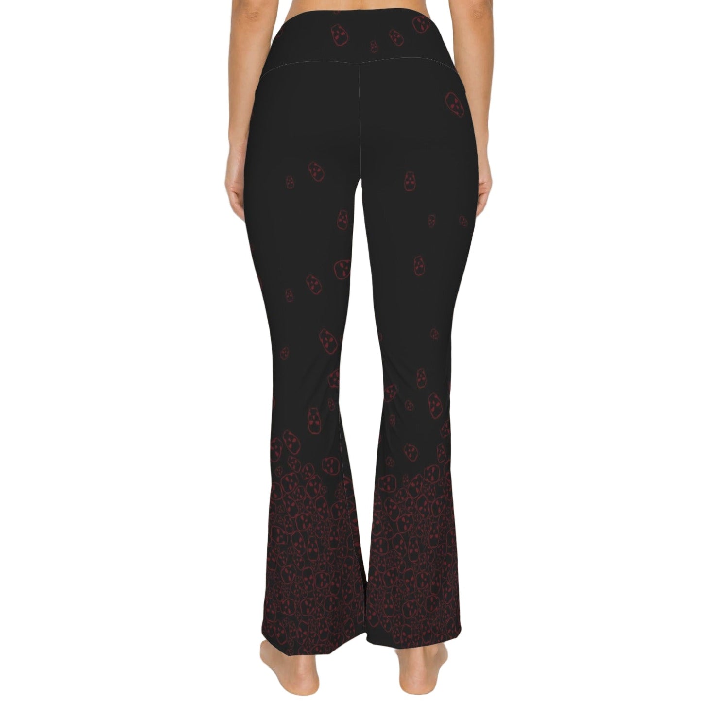 ANTIBrand black flared leggings with red skull cascade print