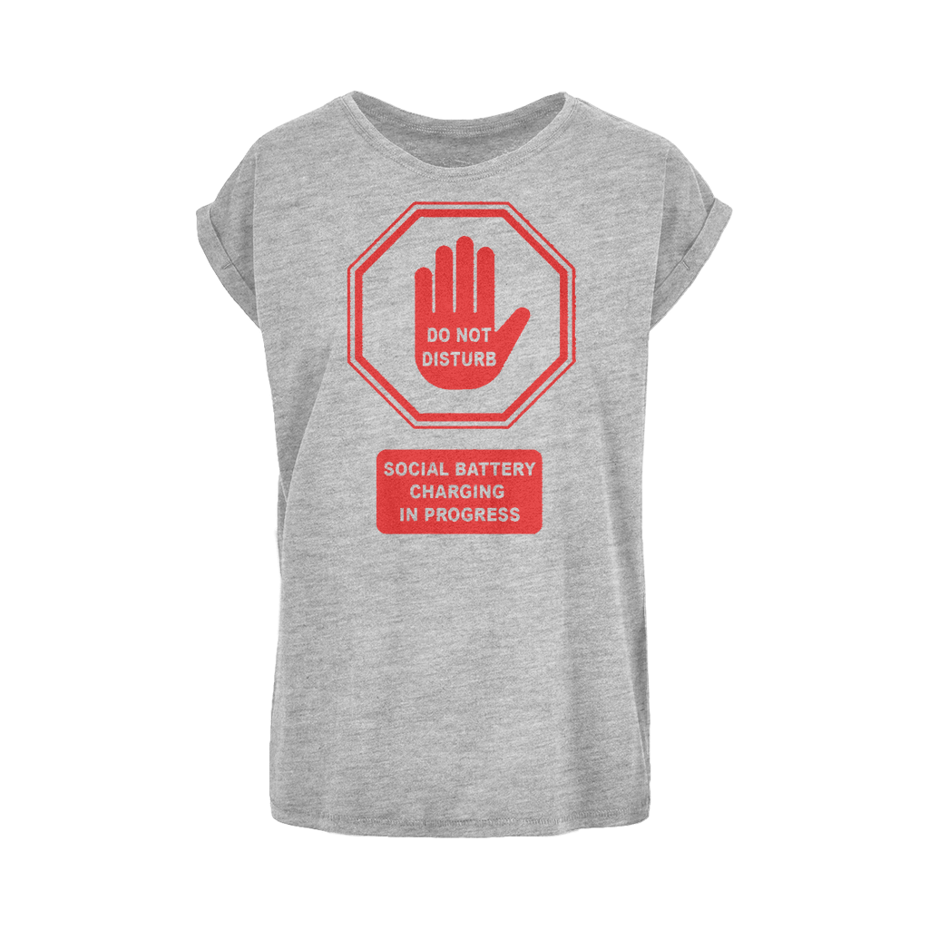 Do Not Disturb - Red Print Women's Extended Shoulder T-Shirt XS-5XL