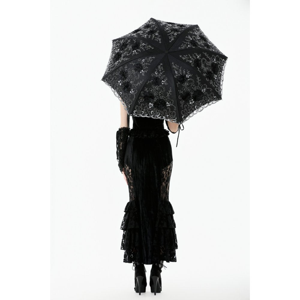 Dark in Love Belladonna Embroidered Folding Parasol