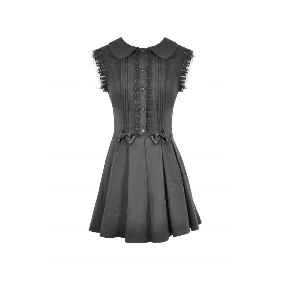 Dark In Love Gwendolyn Lace Panel Goth Mini Dress in Black